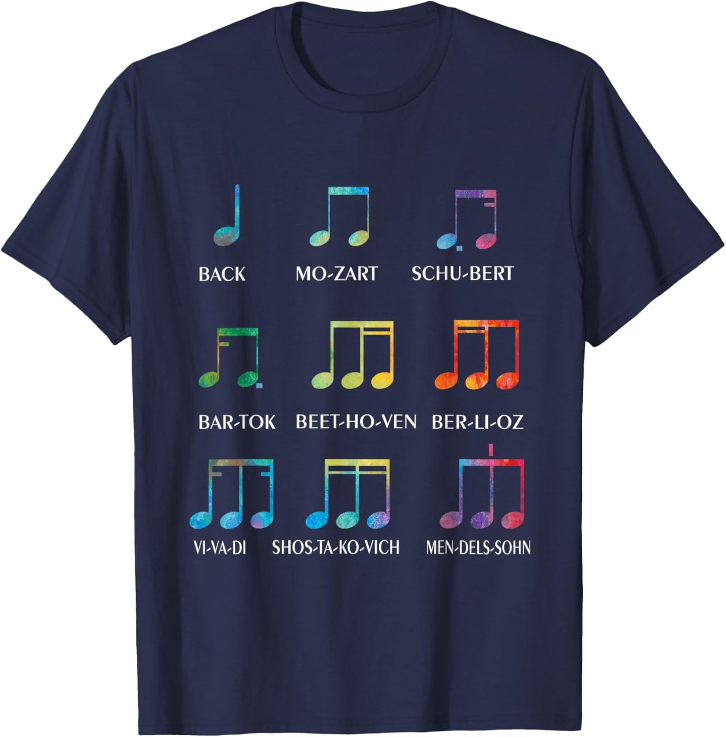Classic Composers Classical Music Musical Notes T-Shirt - T-Shirt | Navy