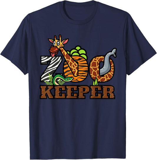 Zoo Keeper Funny Jungle Safari Animal Lover Gift Men Women T-Shirt - T-Shirt | Navy