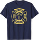 FIRE CHAPLAIN Firefighter Maltese Cross Patch Pastor Priest T-Shirt - T-Shirt | Navy