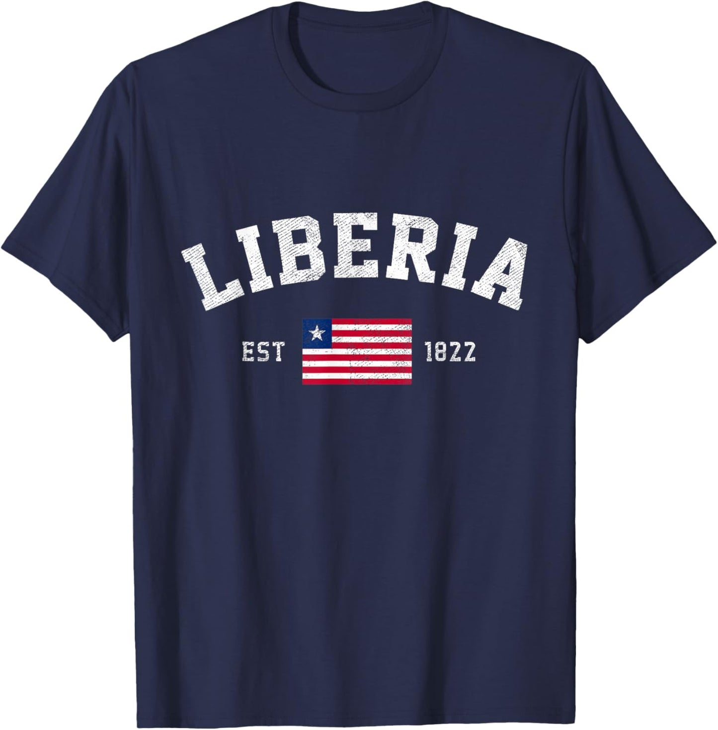Liberia Est. 1822 Liberian Flag Independence Day T-Shirt - T-Shirt | Navy