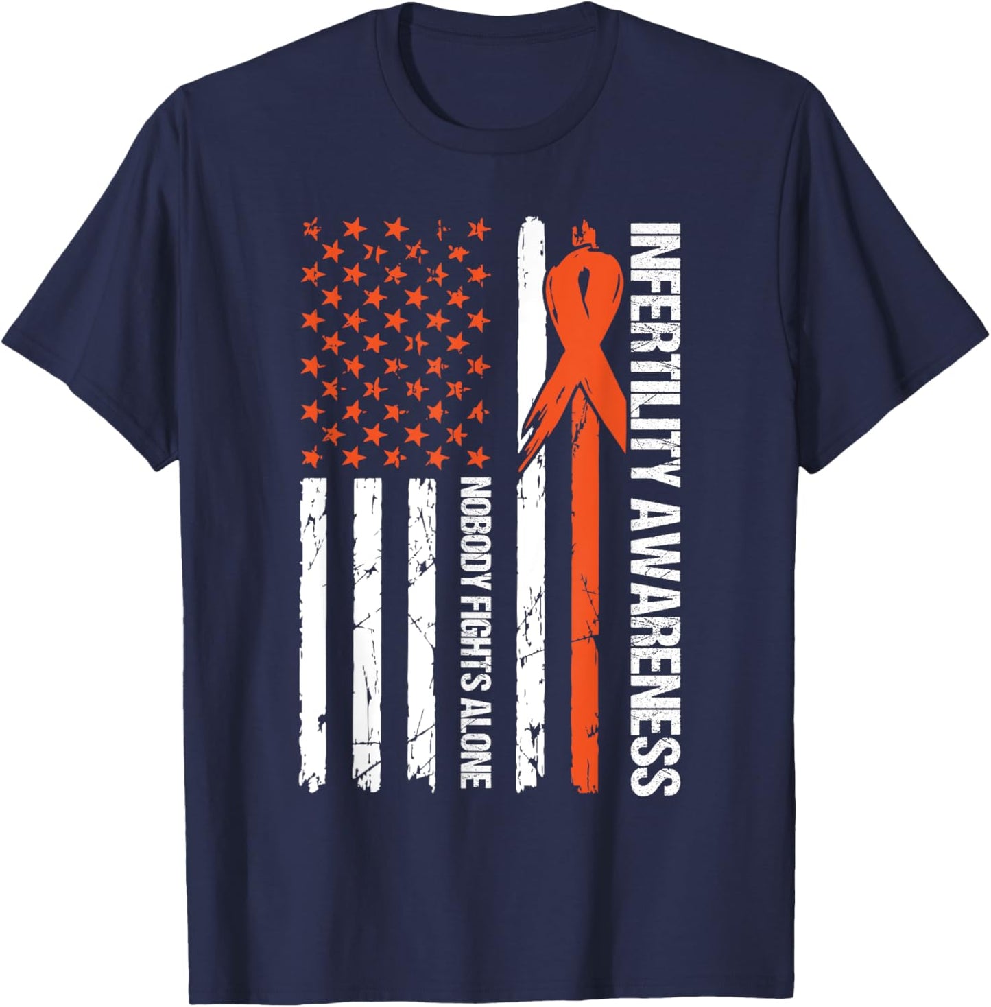 Infertility Awareness Flag Orange Ribbon IVF Transfer Day T-Shirt - T-Shirt | Navy