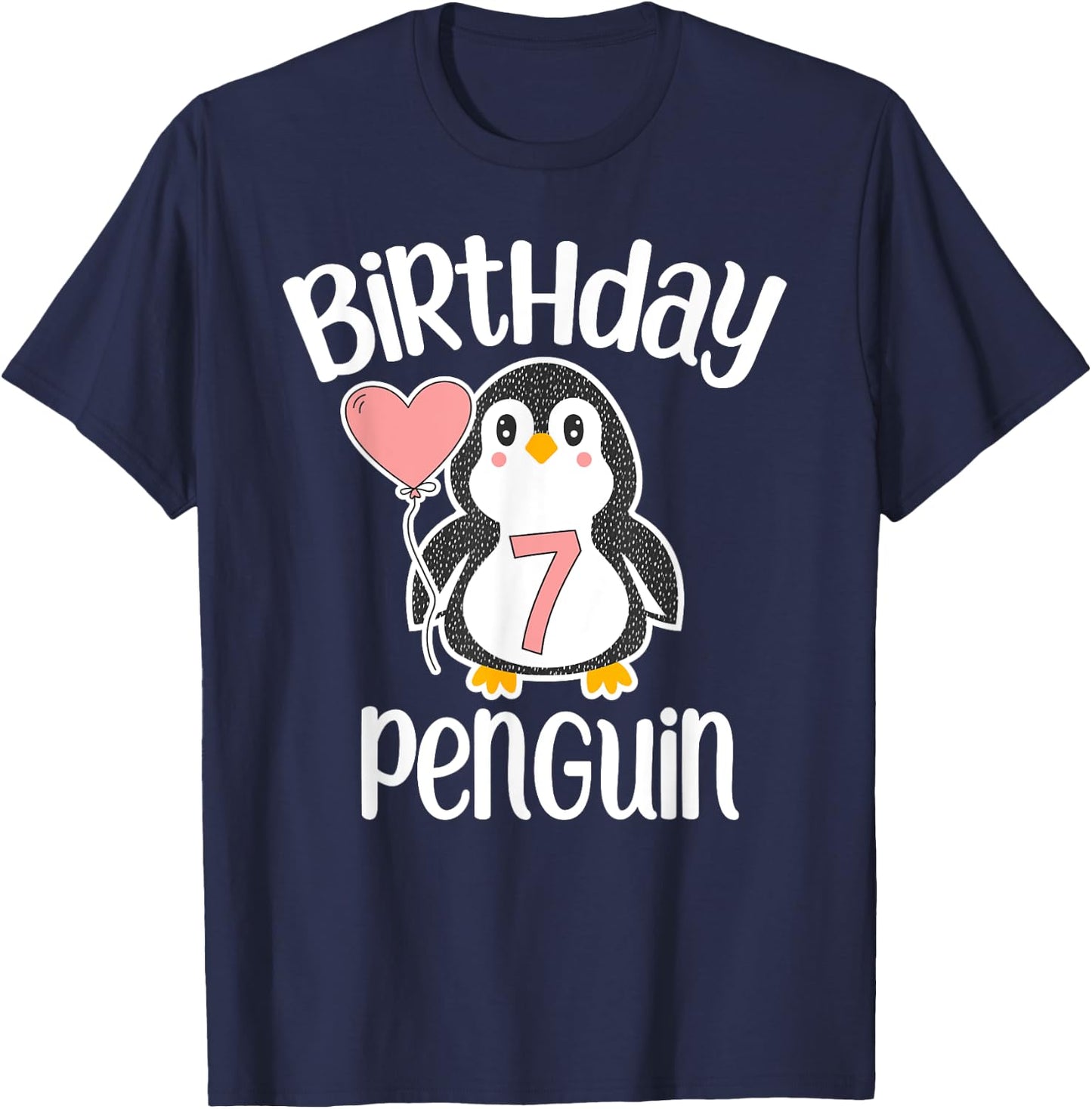 7th Birthday Penguin Shirt - 7 Year Old Birthday T-Shirt - T-Shirt | Navy