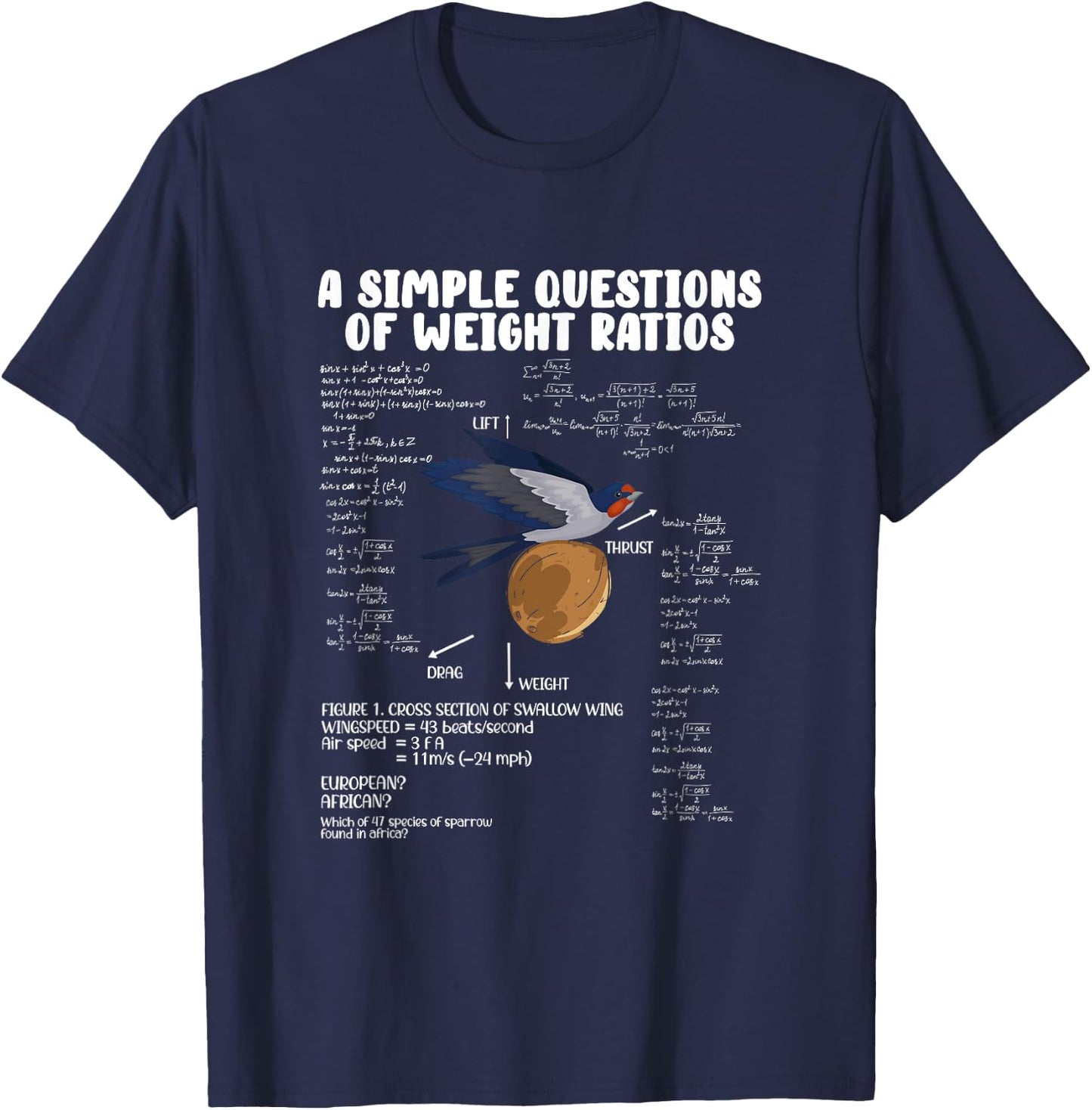 A Simple Question of Weight Ratios Math Teacher Men Women T-Shirt - T-Shirt | Navy