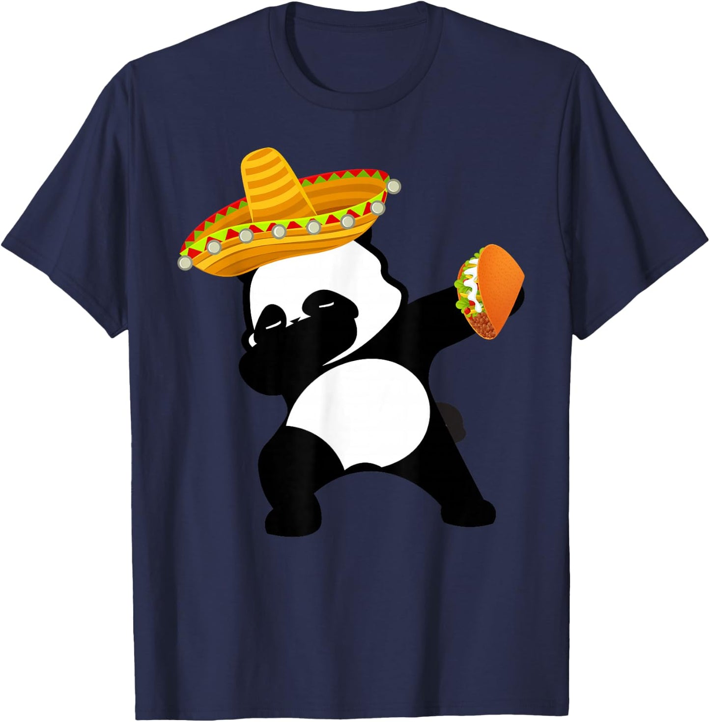 Cinco De Mayo Dabbing Panda Bear Taco Mexican Sombrero T-Shirt - T-Shirt | Navy