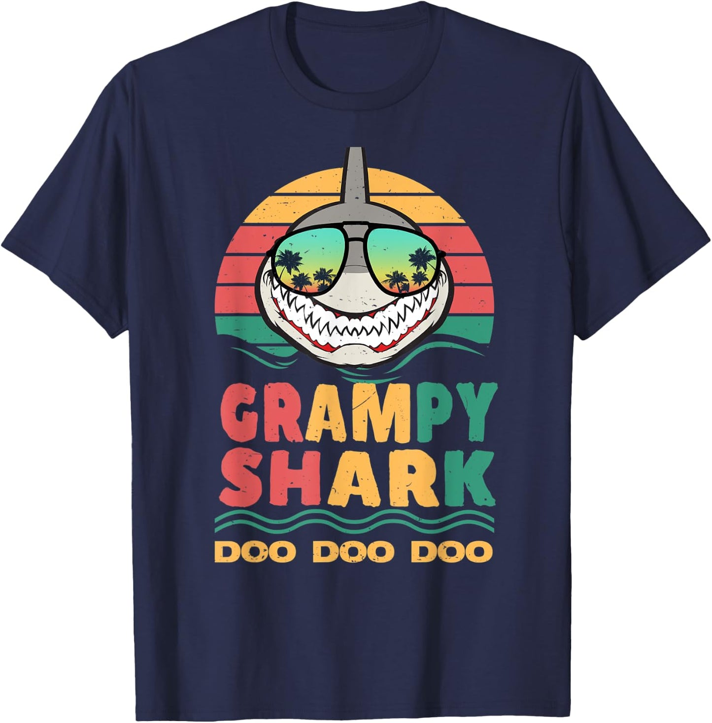 Grampy Shark Father's Day Papa Dad Grandpa Men Gift T-Shirt - T-Shirt | Navy