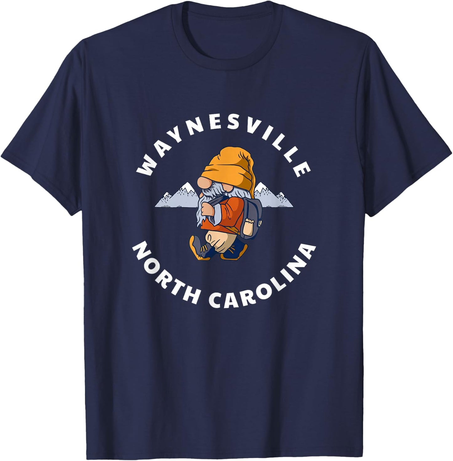 Waynesville North Carolina Hiking Gnome NC Vacation T-Shirt - T-Shirt | Navy