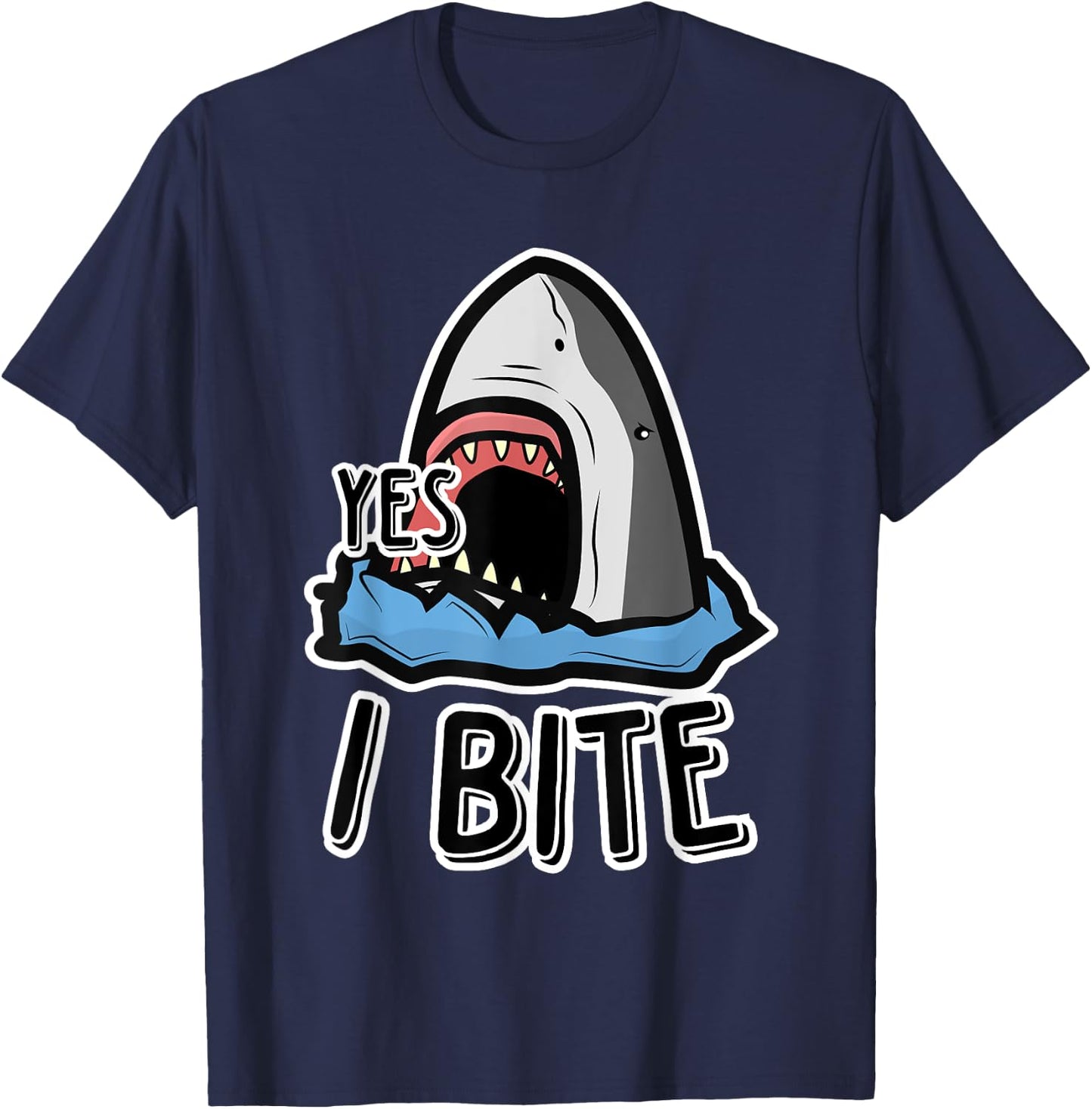 Kids Funny Week Of The Shark Yes, I Bite Shark Kids T-Shirt - T-Shirt | Navy