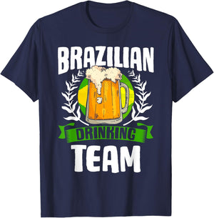 Brazilian Drinking Team Brazil Flag Brasileira Brasileiro T-Shirt - T-Shirt | Navy