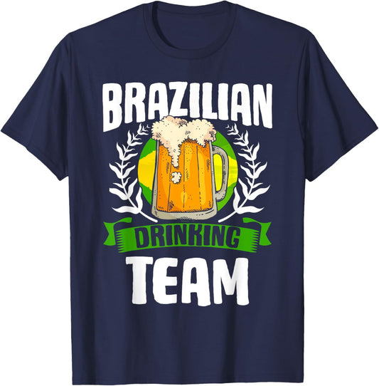 Brazilian Drinking Team Brazil Flag Brasileira Brasileiro T-Shirt - T-Shirt | Navy