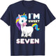 I'm seven Girl Shirt Sweet Unicorn 7th birthday Party Bday T-Shirt - T-Shirt | Navy