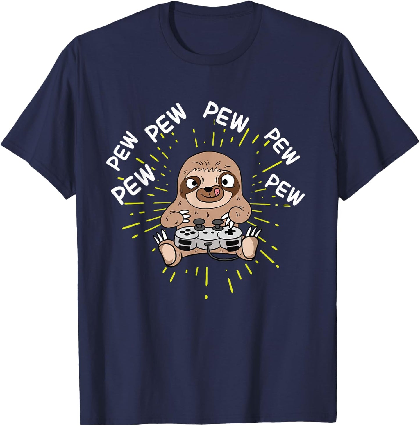 Pew Gamer Sloth Gaming T-Shirt - T-Shirt | Navy