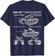 M48 A5 Patton Tank American Blueprint Diagram T-Shirt - T-Shirt | Navy