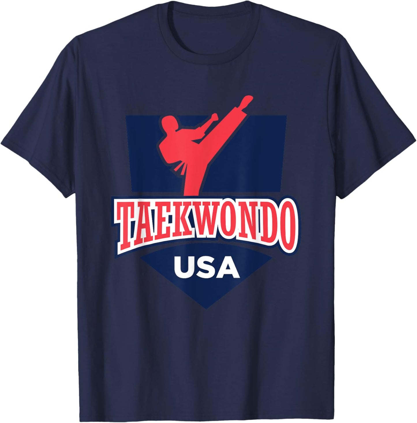 Taekwondo USA Support the Team Shirt USA Flag Fighting Women Kids Men T-Shirt - T-Shirt | Navy