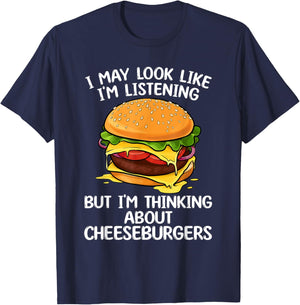 Funny Cheeseburger Design Women Kids Burger Lovers T-Shirt - T-Shirt | Navy