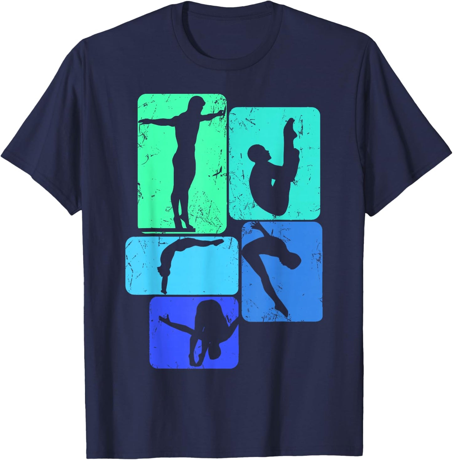 Cool Springboard Diving Gift Ideas -Adults, -Kids Black Short Sleeve Small Classic Fit Modern Platform Diving T-Shirt - T-Shirt | Navy