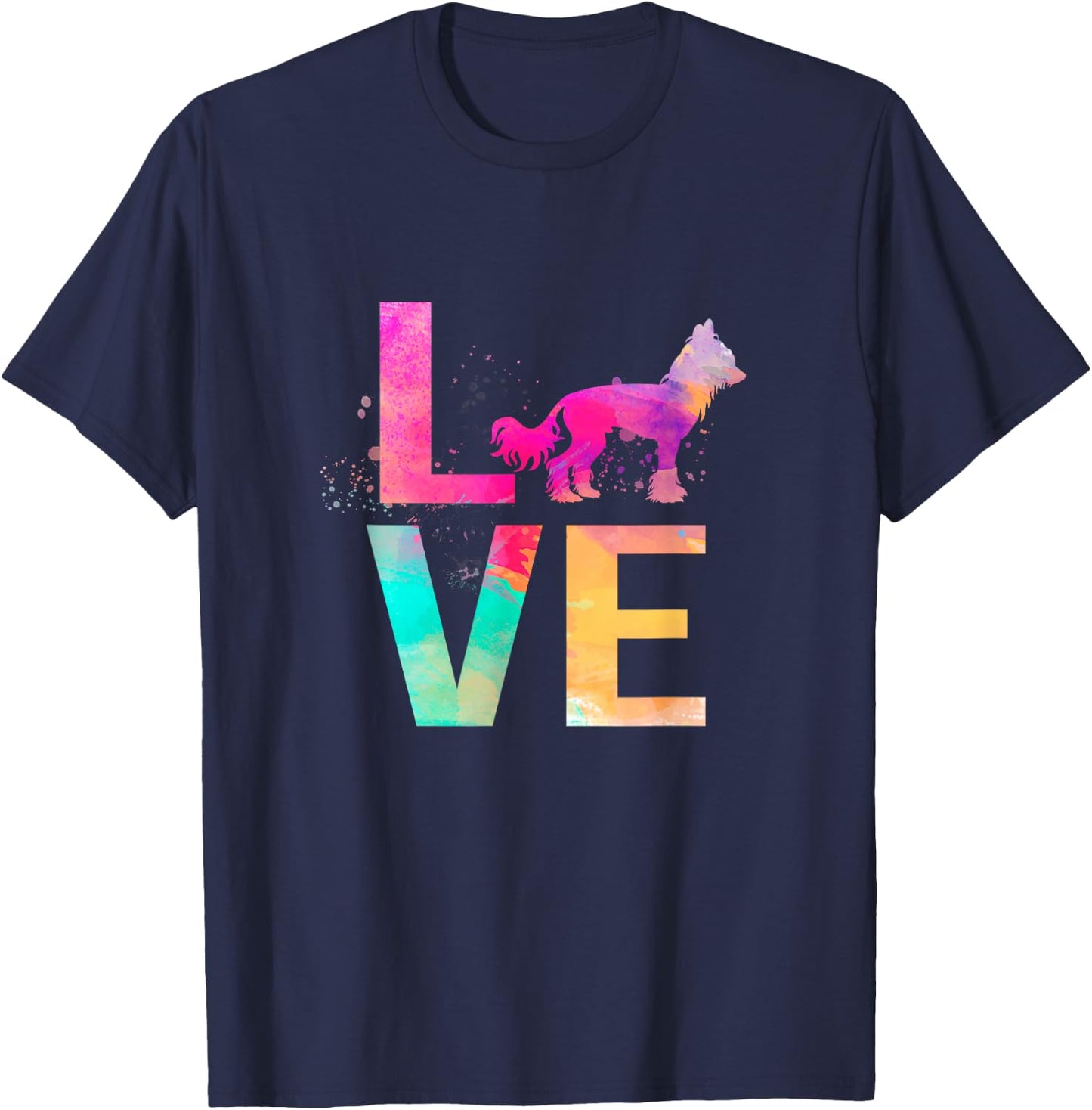 Colorful Chinese Crested Dog Mom Gifts Chinese Crested T-Shirt - T-Shirt | Navy
