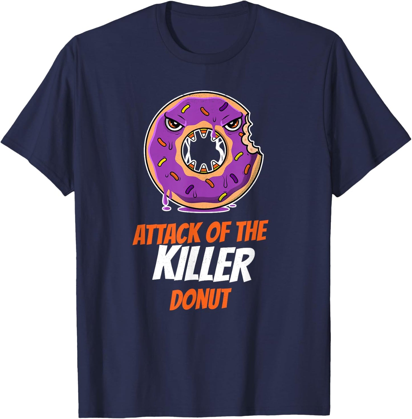 Attack of the killer donut - Funny Food Apparel T-Shirt - T-Shirt | Navy