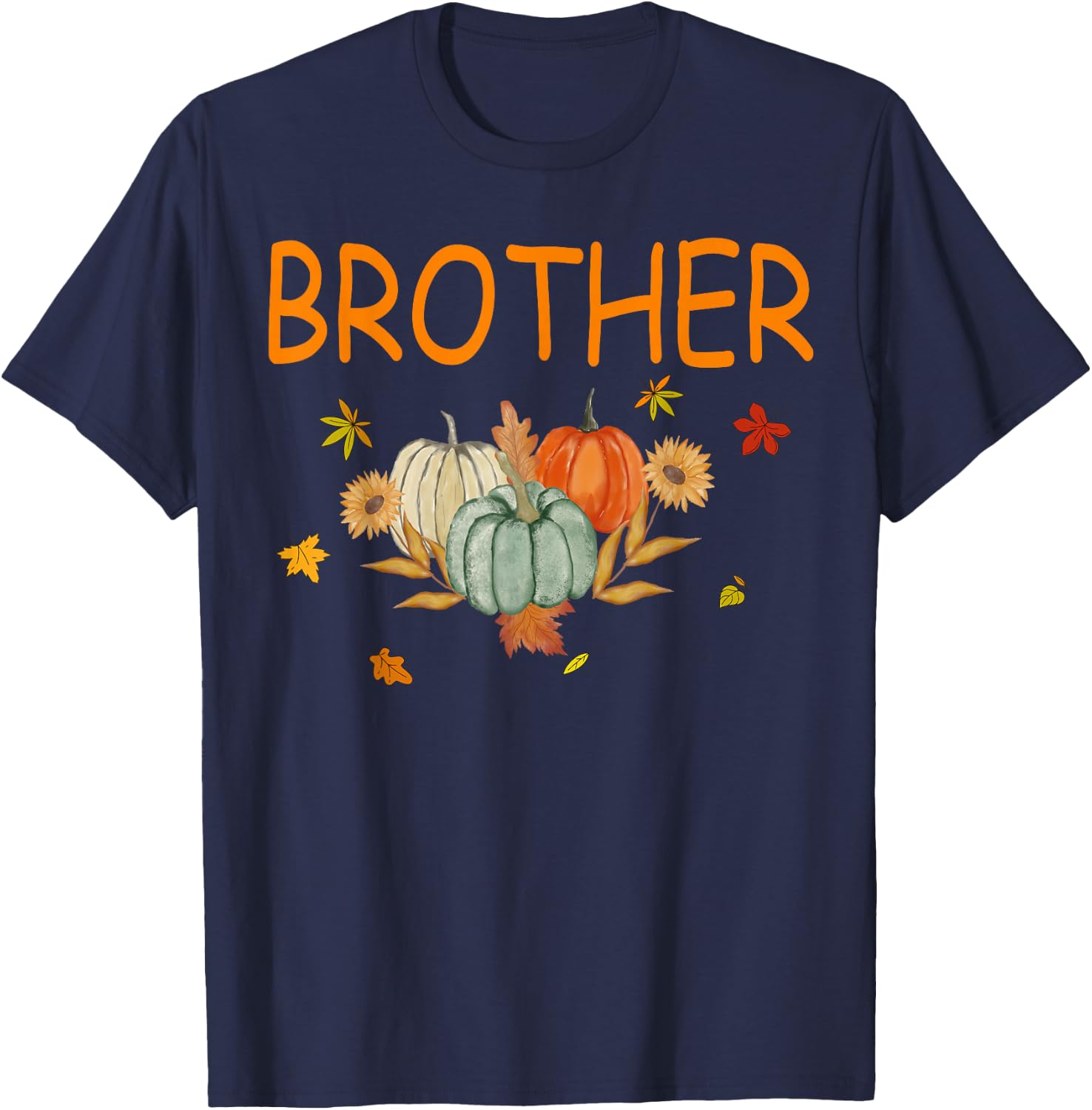 Brother Birthday Pumpkin 1st Birthday Matching Family Party T-Shirt - T-Shirt | Navy