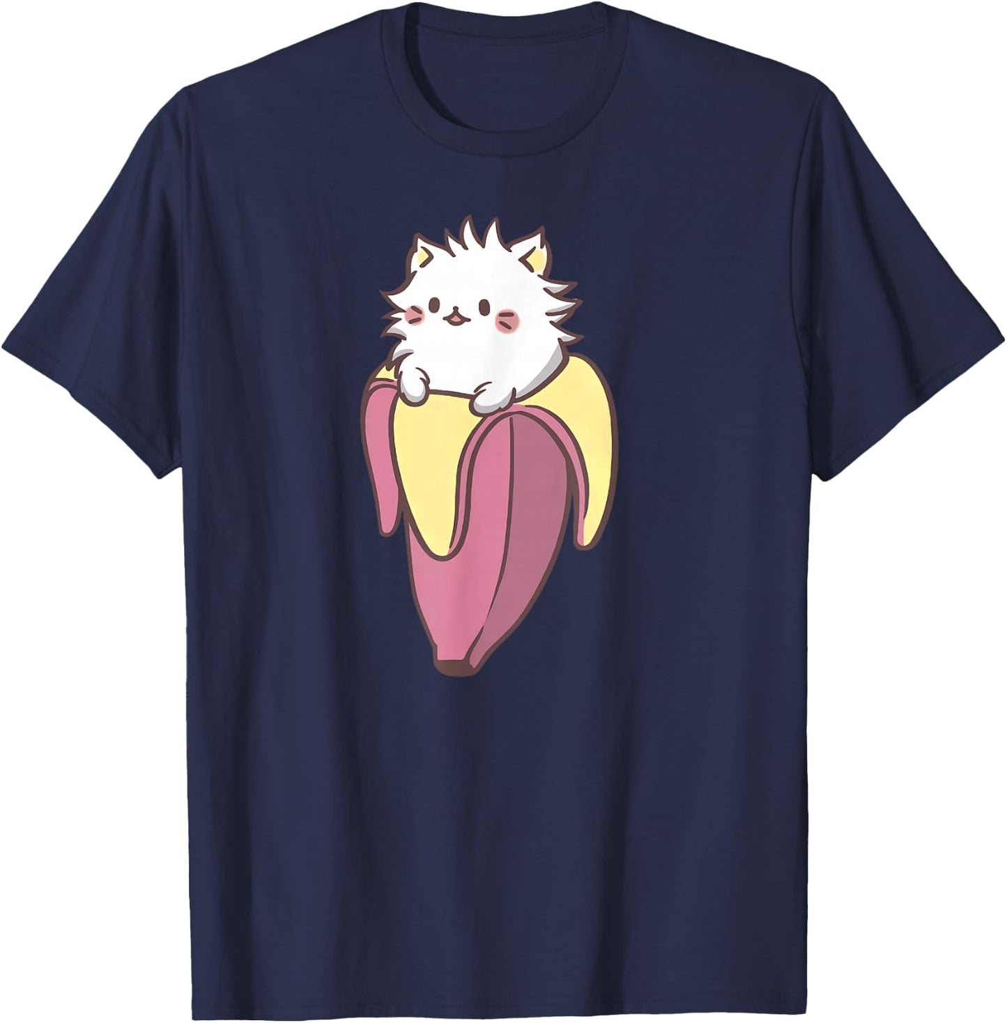 Banana Cat Funny Kawaii Bananya Gift Bday T-Shirt - T-Shirt | Navy