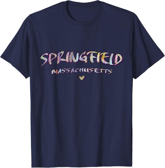 Springfield Massachusetts - Springfield MA Watercolor Logo T-Shirt - T-Shirt | Navy