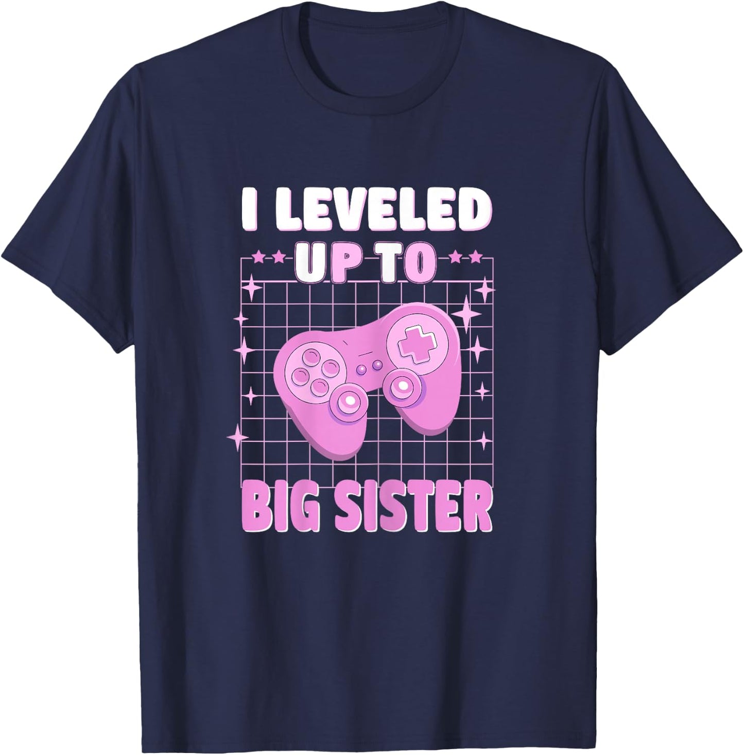 Cute I leveled up to Big Sister gamer Est 2025 T-Shirt - T-Shirt | Navy