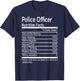 Police Officer Nutritional Facts Thanksgiving Christmas Gift T-Shirt - T-Shirt | Navy