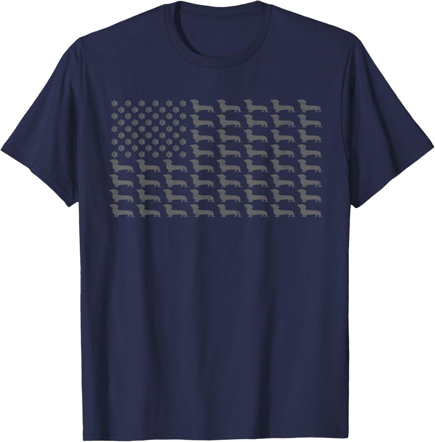 American Flag Vintage Patriotic Dachshund Dad Weiner Dog T-Shirt - T-Shirt | Navy