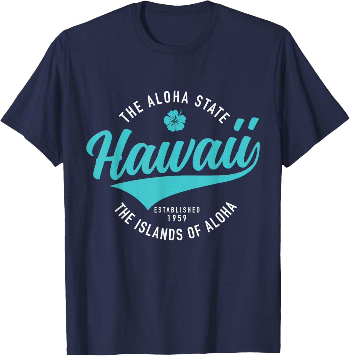 Hawaii The Aloha State Hawaiian Islands Souvenir Vintage T-Shirt - T-Shirt | Navy