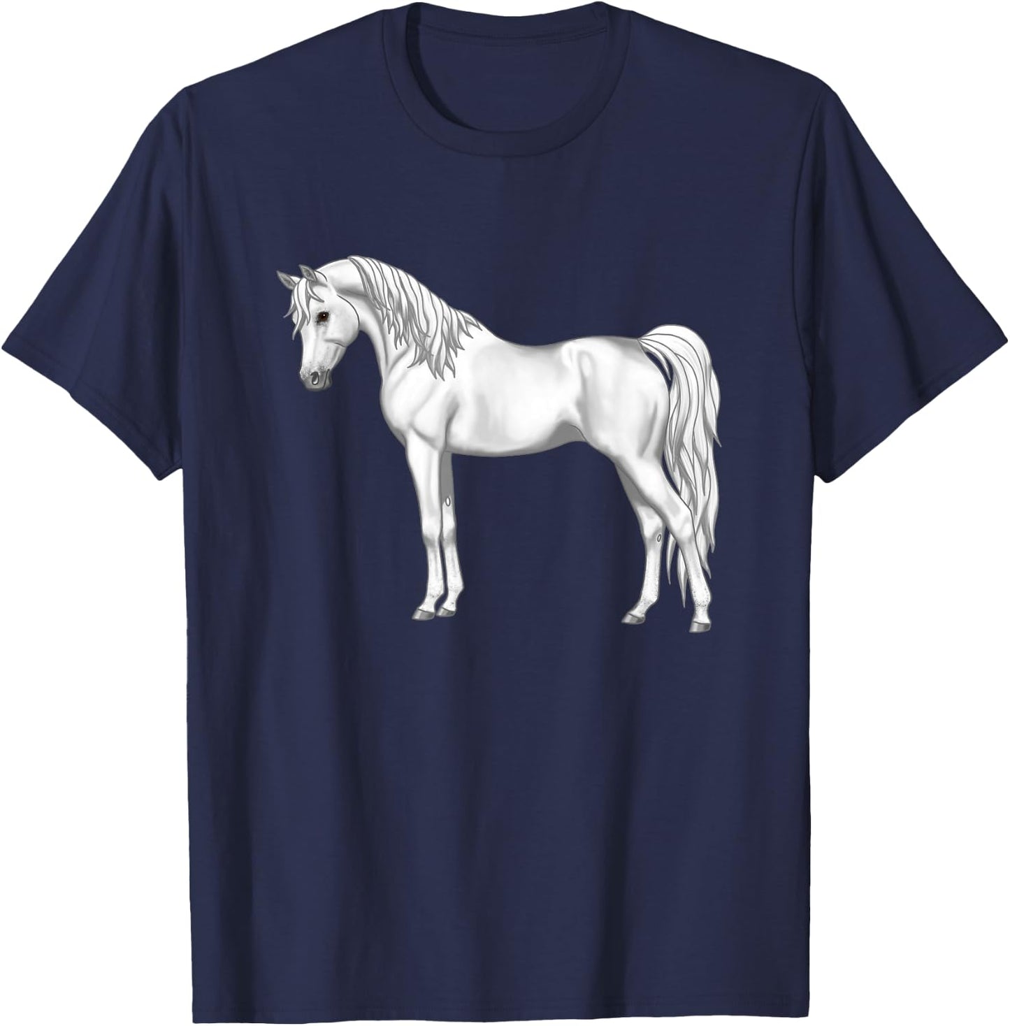 Pretty White Light Gray Egyptian Arabian Horse Lovers Gift T-Shirt - T-Shirt | Navy