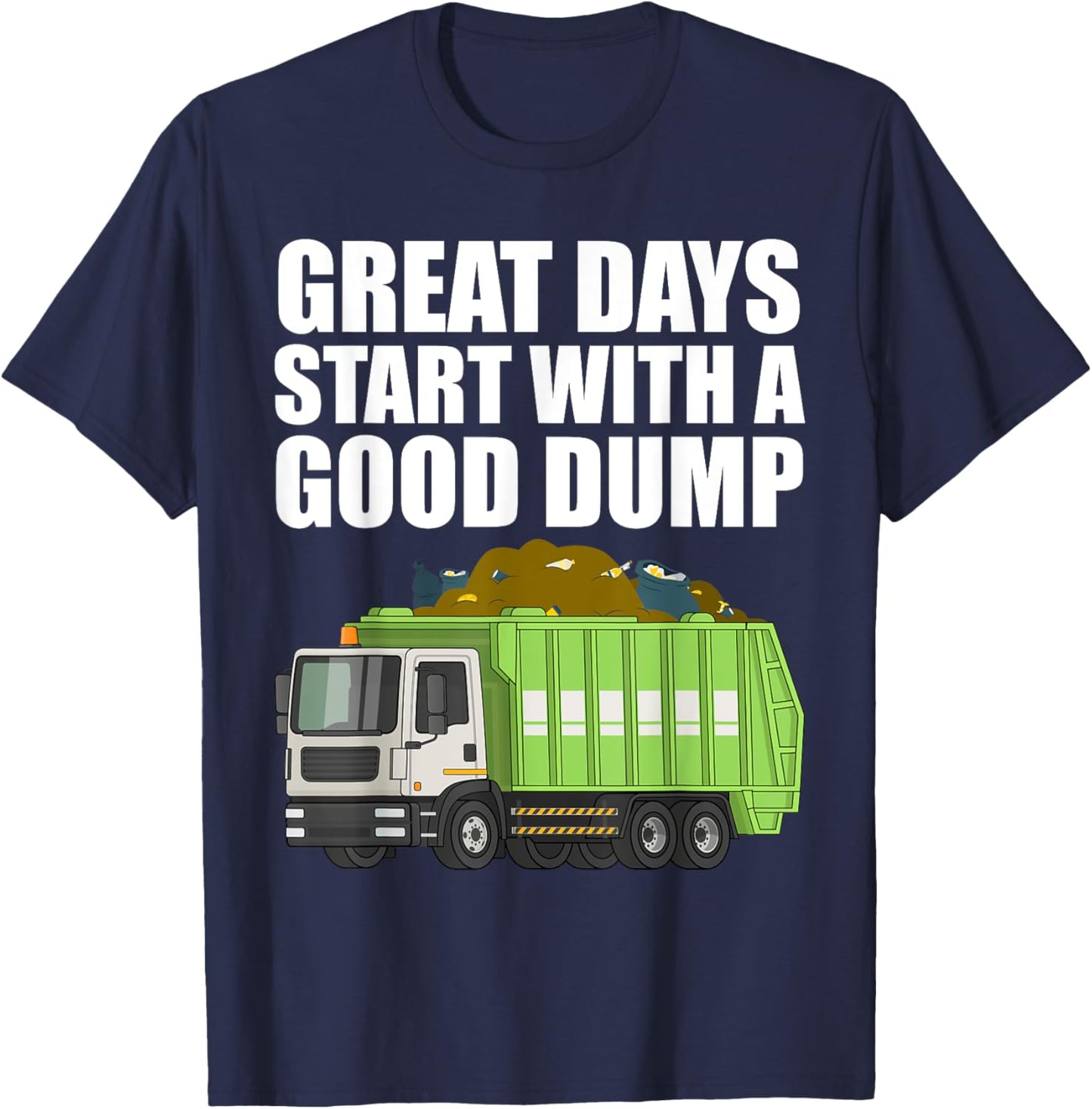 Garbage Truck Art For Toddler Boys Garbage Man Garbage Truck T-Shirt - T-Shirt | Navy