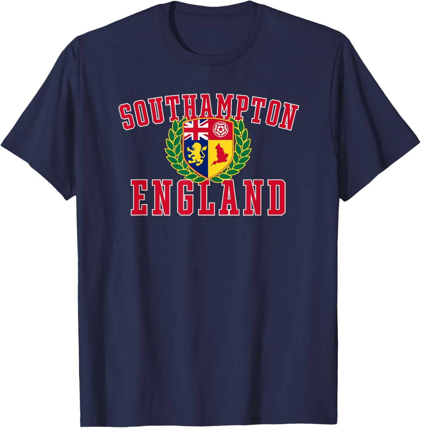 Southampton England Crest , Small, Black T-Shirt - T-Shirt | Navy
