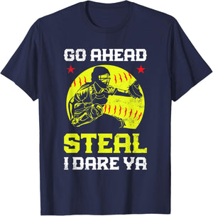Softball Catcher Sports Design- Funny Softball Player T-Shirt - T-Shirt | Navy