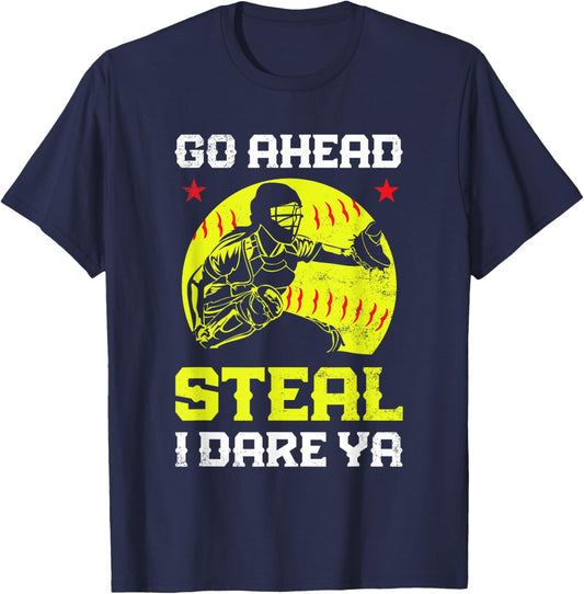 Softball Catcher Sports Design- Funny Softball Player T-Shirt - T-Shirt | Navy