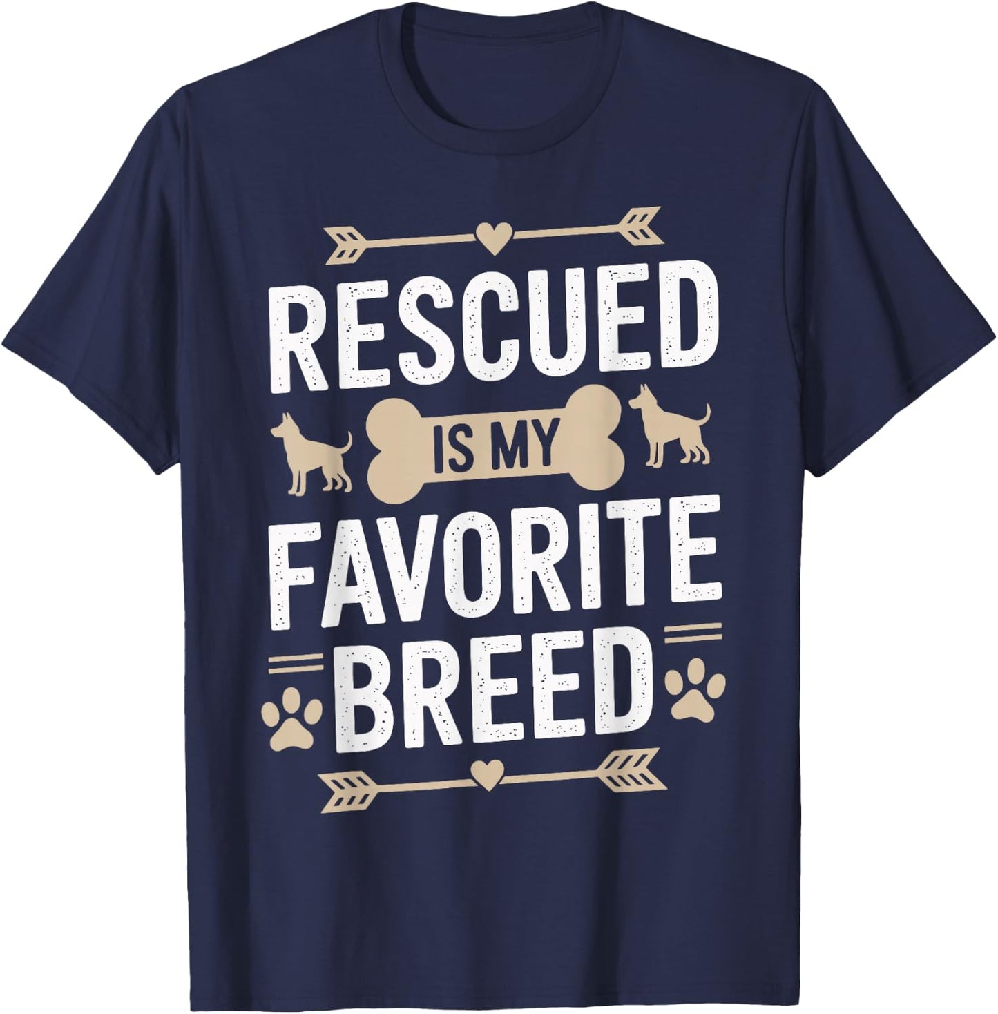 Rescued Is My Favorite Breed T-Shirt - T-Shirt | Navy