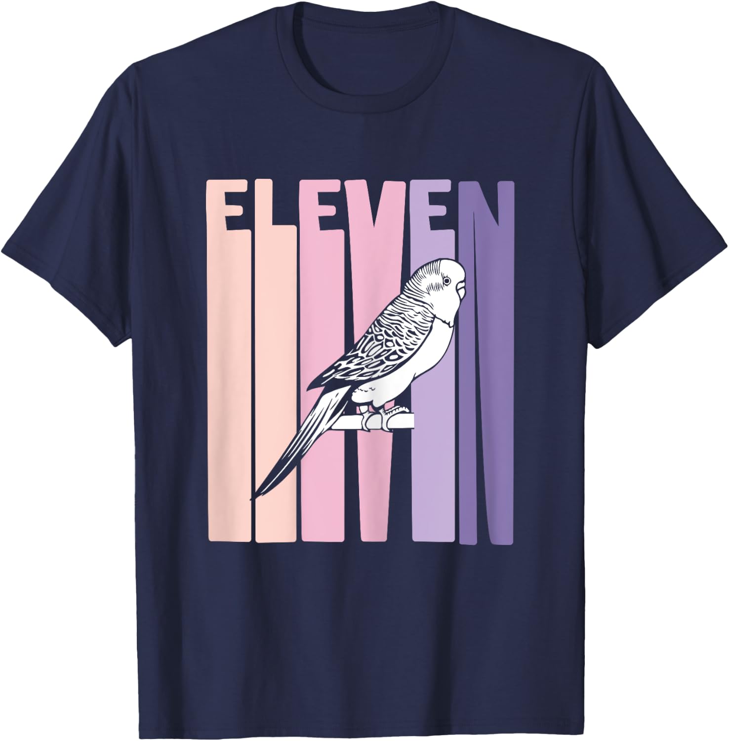11 Year Old Budgie Parakeet Lover Birthday Girl 11th B-Day T-Shirt - T-Shirt | Navy