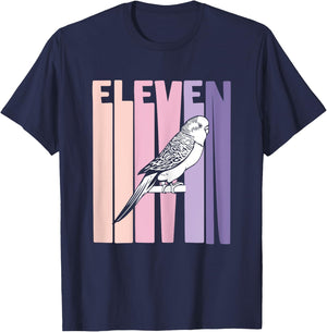 11 Year Old Budgie Parakeet Lover Birthday Girl 11th B-Day T-Shirt - T-Shirt | Navy