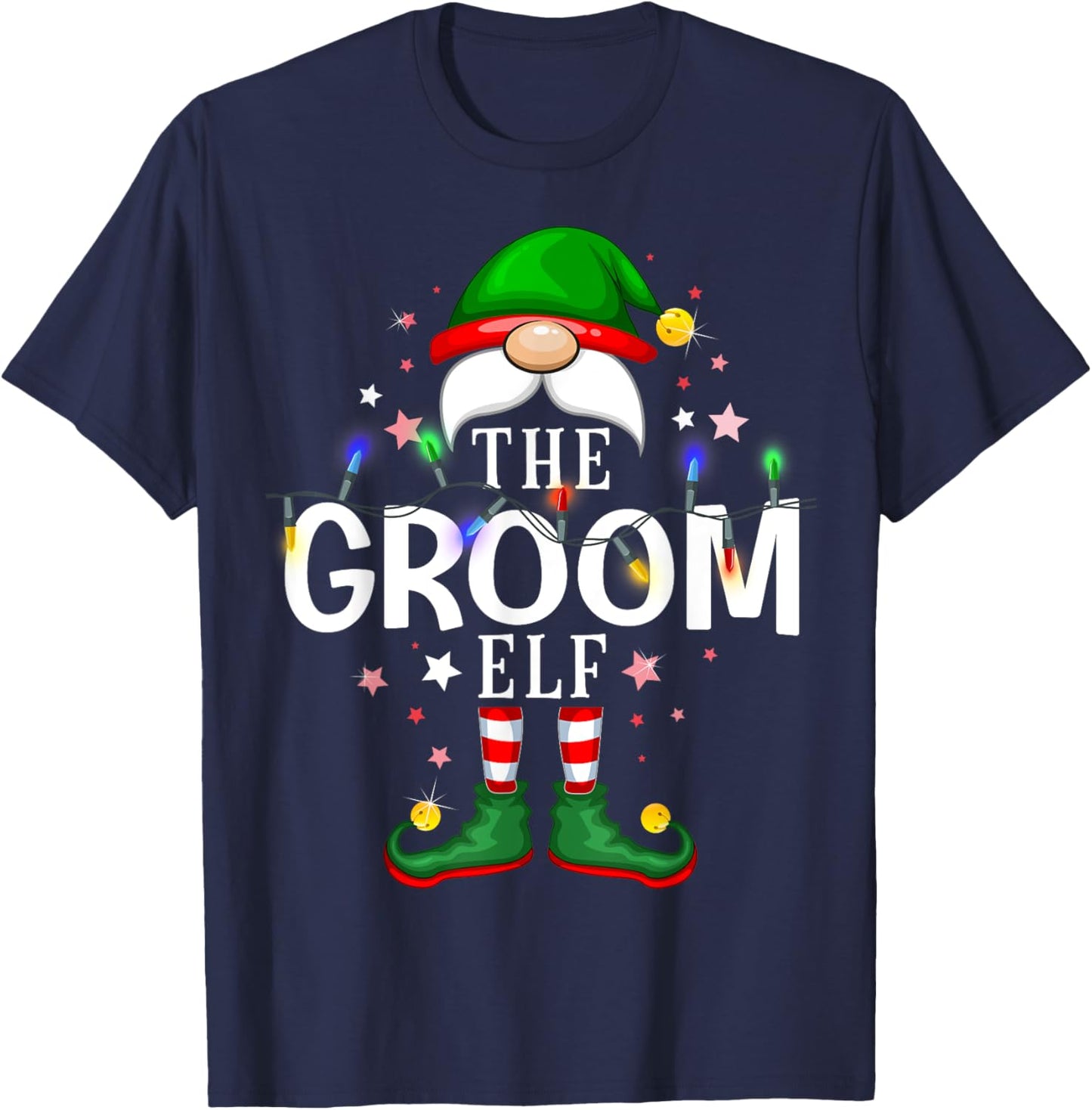 The Groom Elf Christmas Family Pajama Party T-Shirt - T-Shirt | Navy