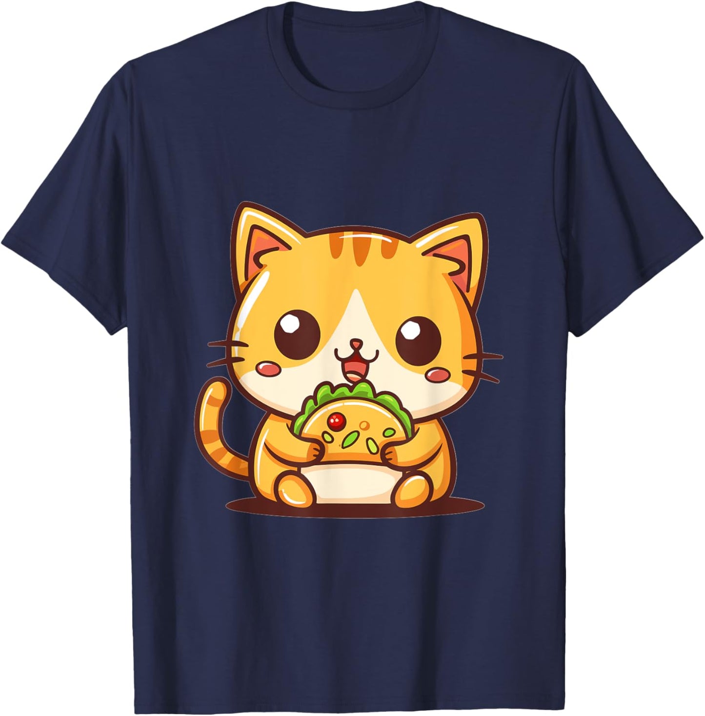 Funny Cat Kitten eating taco Graphic Women Girls Kids T-Shirt - T-Shirt | Navy