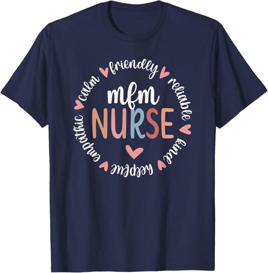 MFM Nurse Appreciation Circle Maternal Fetal Medicine Nurse T-Shirt - T-Shirt | Navy