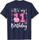 11th Coquette Themed Birthday Eleven Year Old Girl Bow T-Shirt - T-Shirt | Navy