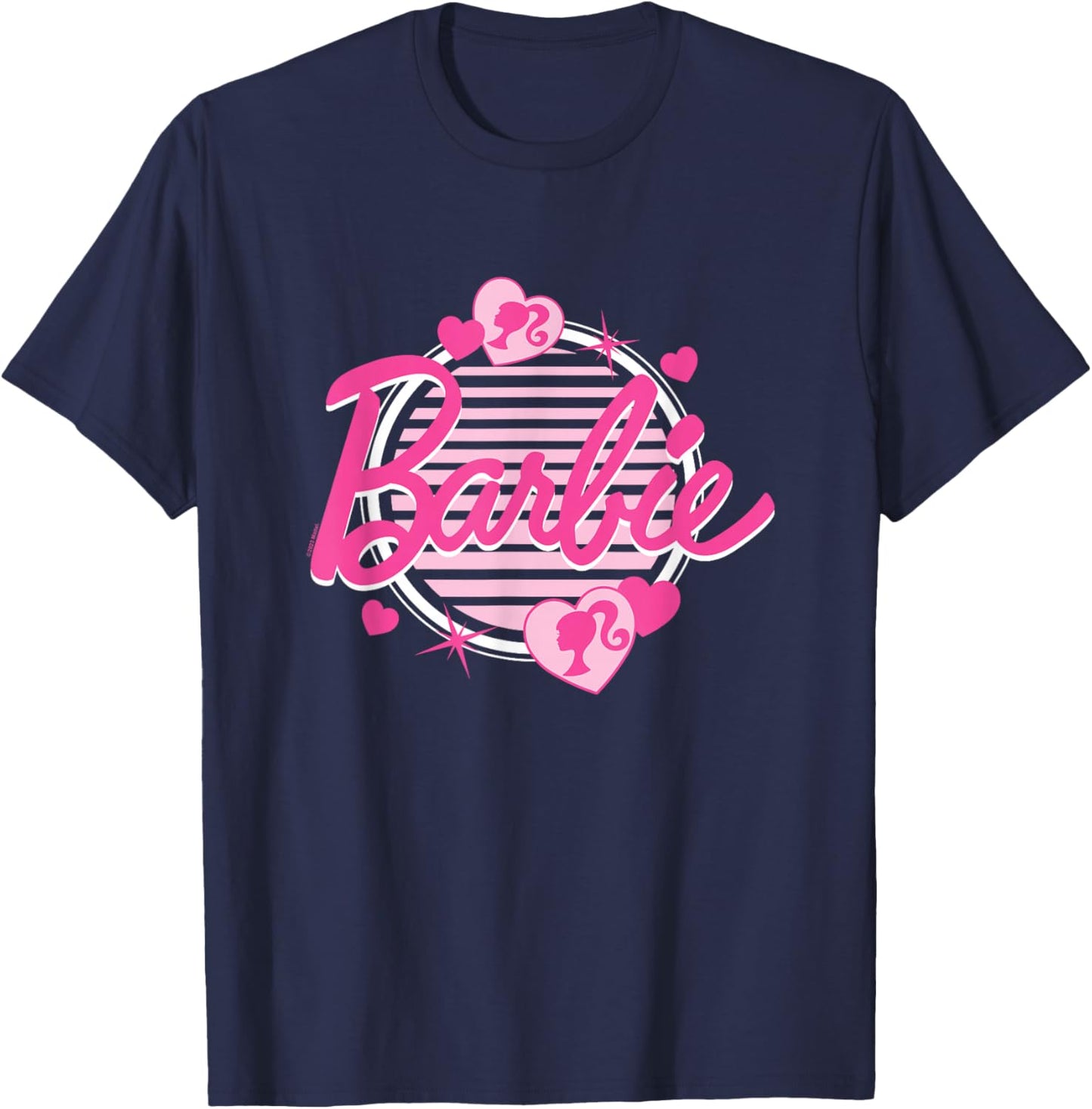 Barbie - Pinkes Logo mit Herzen T-Shirt - T-Shirt | Navy