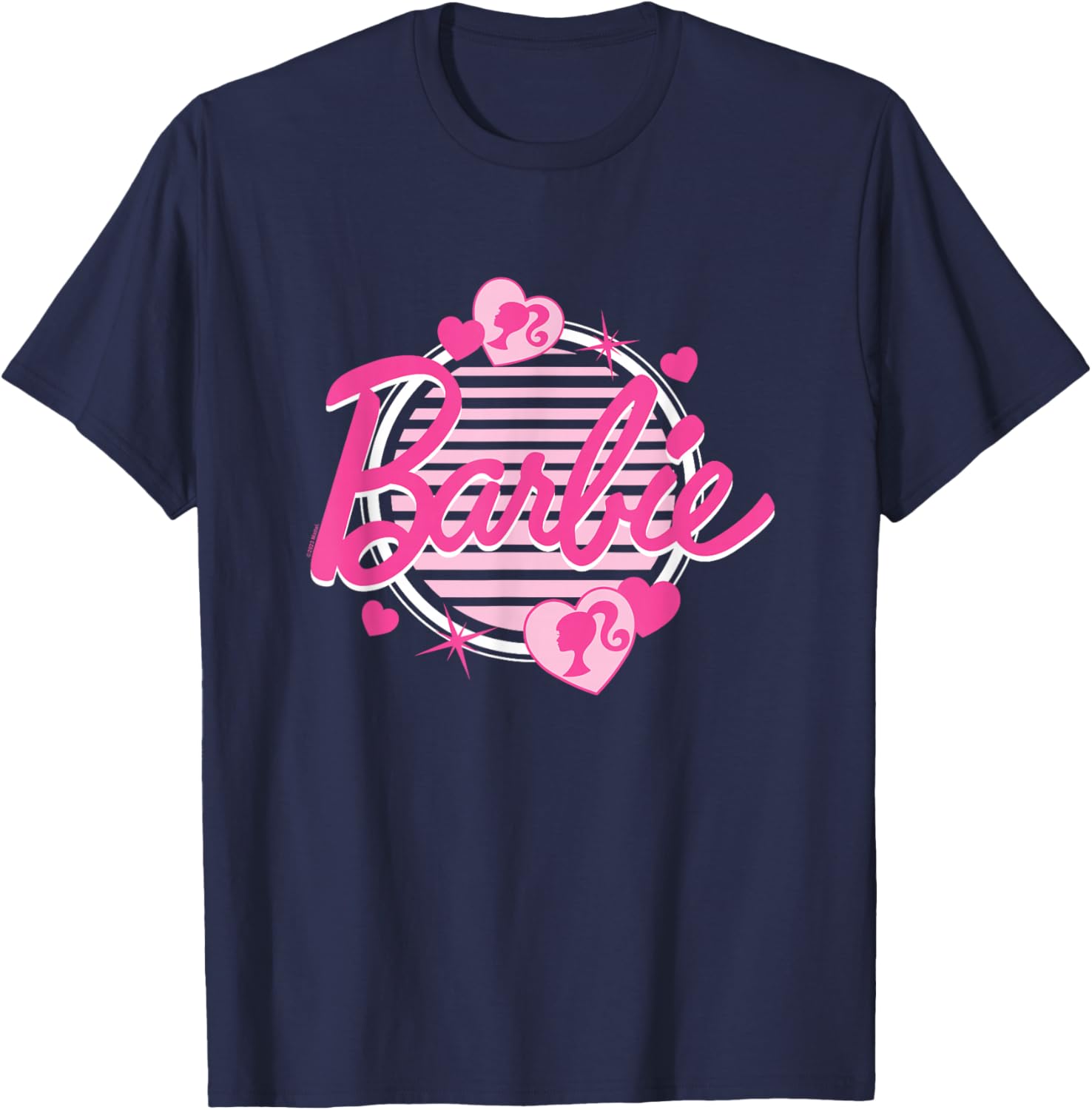 Barbie - Pinkes Logo mit Herzen T-Shirt - T-Shirt | Navy