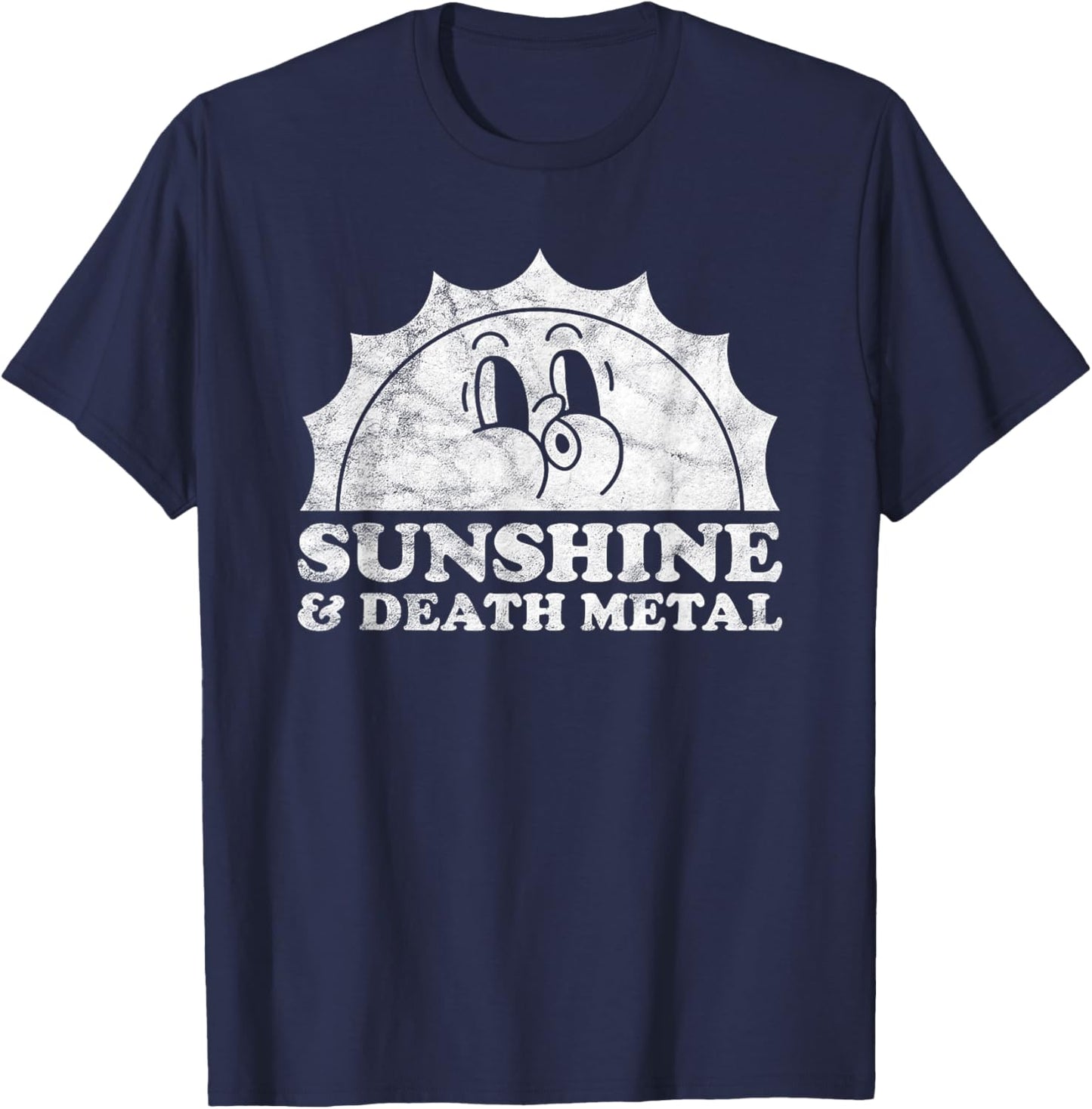 Sunshine and Death Metal Retro Vintage Sun Men Women T-Shirt - T-Shirt | Navy