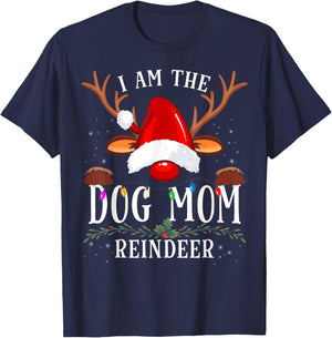 I Am The Dog Mom Reindeer Christmas Family T-Shirt - T-Shirt | Navy