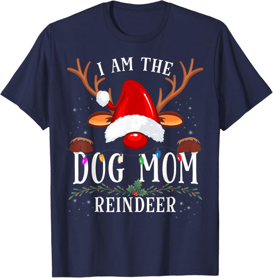 I Am The Dog Mom Reindeer Christmas Family T-Shirt - T-Shirt | Navy