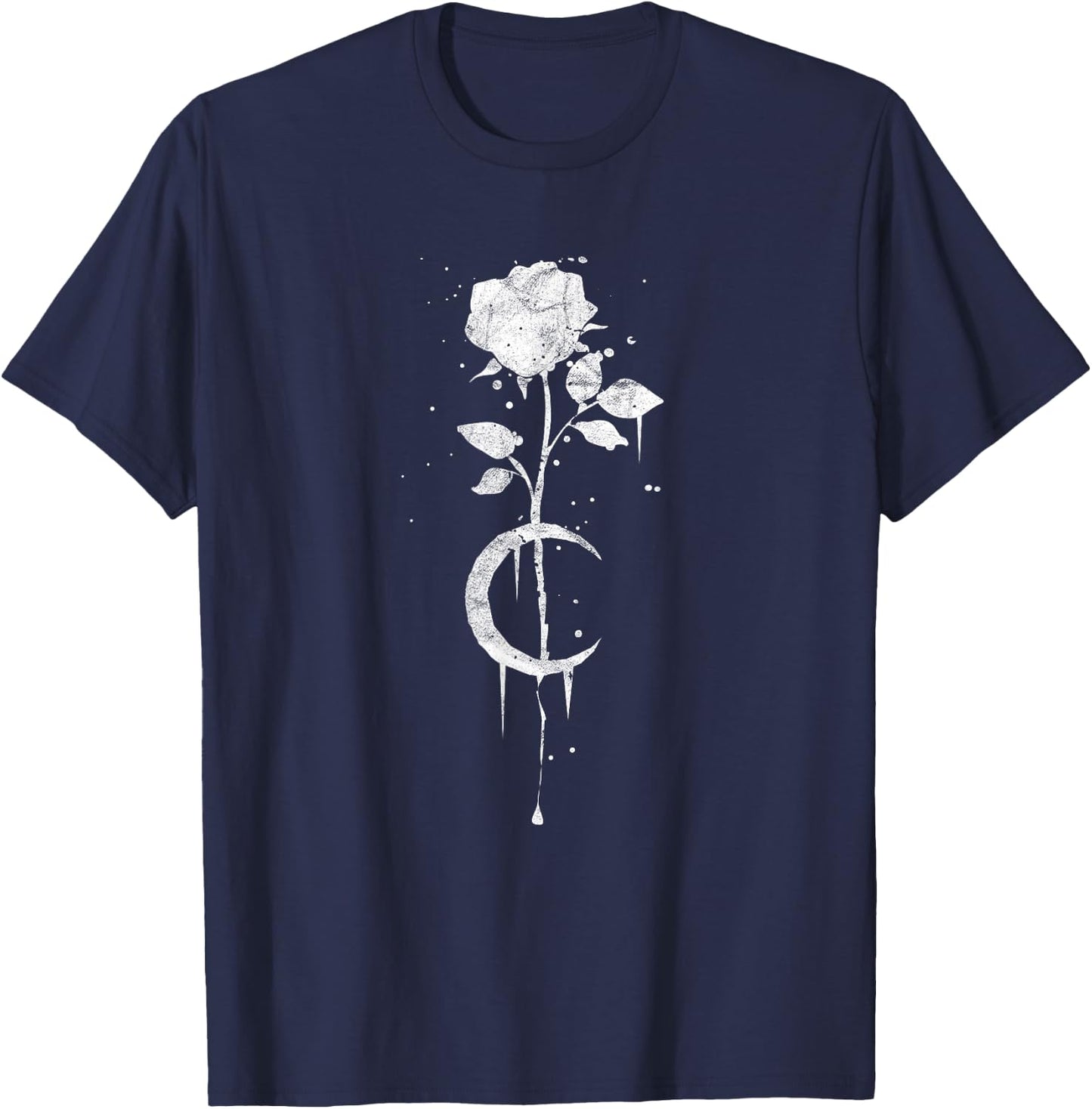 Occult Moon Rose Witchcraft - The Witch Vintage Gothic Short Sleeve T-Shirt - T-Shirt | Navy
