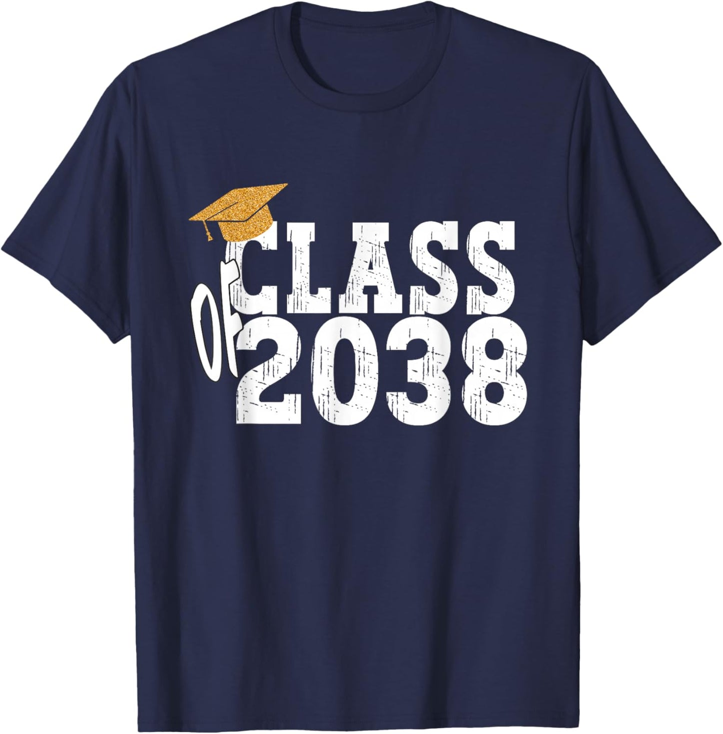Class of 2038 Grow With Me Boy Girl First Day of Graduation T-Shirt - T-Shirt | Navy