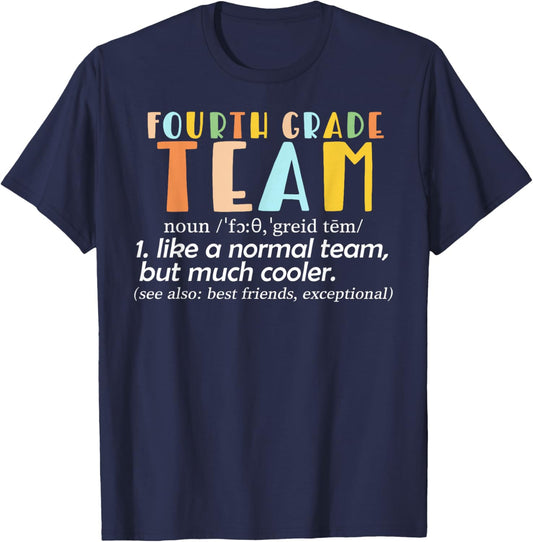 Funny Fourth Grade Team Back To School Season Kids Teachers T-Shirt - T-Shirt | Navy