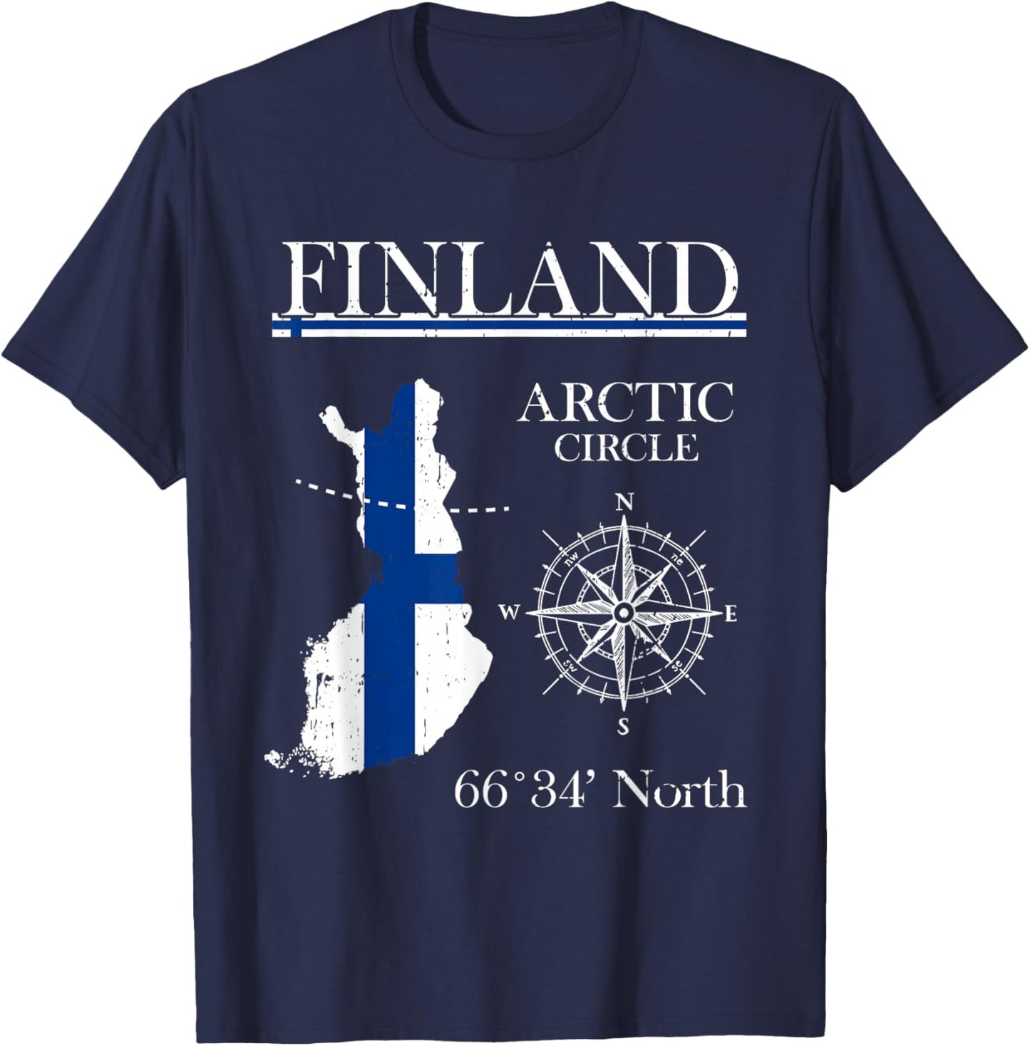 Finland Arctic Circle - Adventure - Suomi Finnish Flag T-Shirt - T-Shirt | Navy