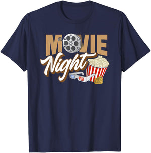 Movie Night - Popcorn Movies Cinema Family T-Shirt - T-Shirt | Navy